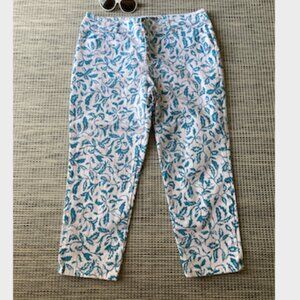 Chico's So Slimming Bayberry Vine Print Ankle Jean Pant 1.5   S 8-10